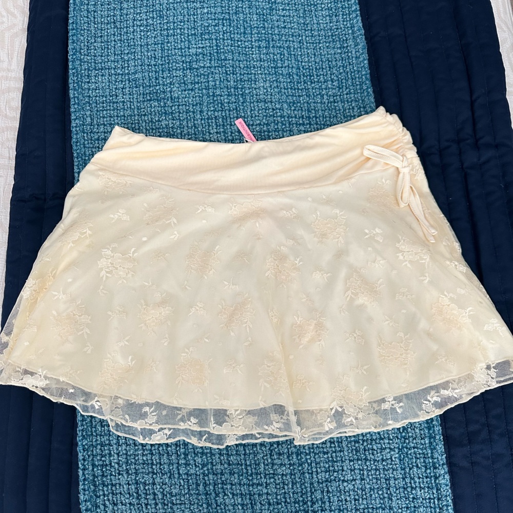 Beginning Boutique Stay Yellow Mesh Mini Skirt